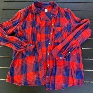 Gap Women’s Flannel Size Large Red Blue
